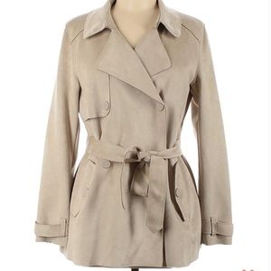 Faux suede trench coat